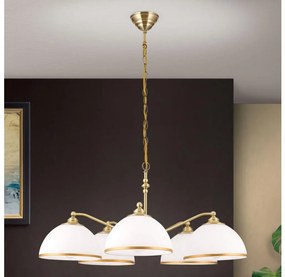 Orion LU 1838/5 - Пендел OLD LAMP 5xE27/40W/230V бял/бронзов