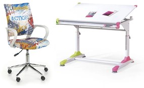 Комплект Регулируемо бюро с Стол Мебели Богдан модел BM Sesil Free, с подлакътници, Многоцветен