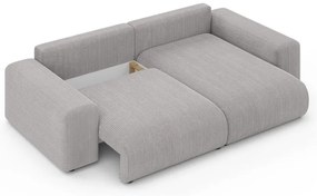 Светлосив разтегателен ъглов диван с място за съхранение от рипсено кадифе (променлив) Luma – Ropez