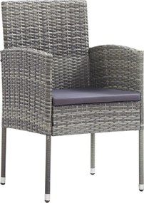 318705 vidaXL Градински столове с тъмносиви възглавници, 2 бр, сив полиратан