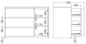 Скрин от дъбов декор в бял и естествен цвят 119x84x48 cm Next – Tvilum