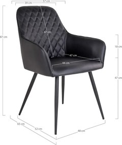 Черни тапицирани трапезни столове в комплект с подлакътници 2 бр. Harbo – House Nordic