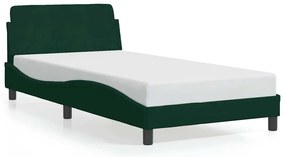373135 vidaXL Рамка за легло Dover, тъмнозелена, 100x200 см, кадифе