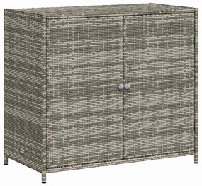 365545 vidaXL Градински шкаф за съхранение, сив, 83x45x76 см, полиратан