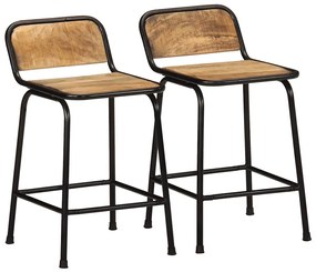 4013534 vidaXL Бар табуретки, 2 бр, 46x35,5x70 см, мангово дърво Грубо масив