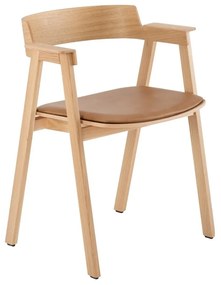 Кожен трапезен стол с подлакътници в кафяв и естествен цвят Flip – Gazzda