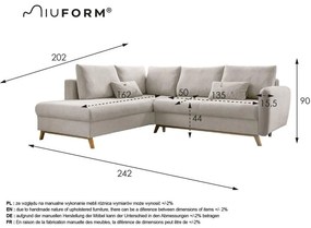 Оранжев ъглов разтегателен диван ляв ъгъл, Scandic Lagom - Miuform
