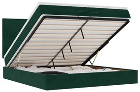 3314273 vidaXL Османска легло с матраци и LED, тъмнозелено, 200x200 см, кадифе