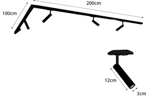 Модерна релсова система за осветление с 5 прожектора, бяла, 1-фазна - Iconic Ivy