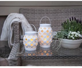 Бял фенер Фенер, височина 23 cm Flame - Star Trading