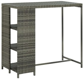 313477 vidaXL Бар маса с шкаф за съхранение, сива, 120x60x110 см, полиратан