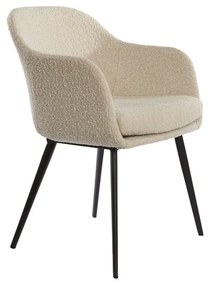 Кремав тапициран трапезен стол с подлакътници Leone – Light & Living