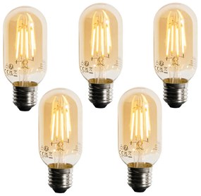 Комплект от 5 E27 димируеми LED златни T45 4W 300 lm 2200K