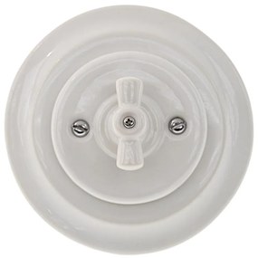 Bohemia-Design - Порцеланов ретро ротационен ключ с рамка № 7, бял