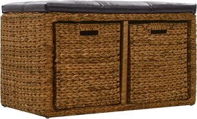 246118 vidaXL Пейка с 2 кошници, морска трева, 71x40x42 см, кафява