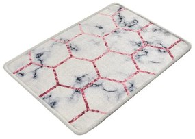 Бяла/сива постелка за баня 60x40 cm Honeycomb - Foutastic