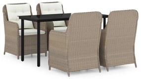 3099555 vidaXL Градински трапезен комплект, 5 части, кафяв