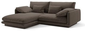 Кафяв кадифен ъглов диван (ляв ъгъл) Torino – Micadoni