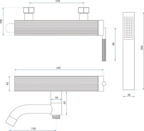 Смесител за вана Rea Argon Brush Nickel