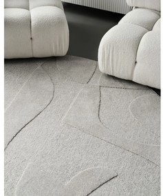 Светлосив вълнен кръгъл килим ø 200 cm Morphic Botanica – Agnella