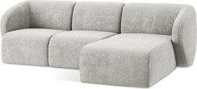 Светлосив шенилов ъглов диван (десен ъгъл) Lani – Makamii