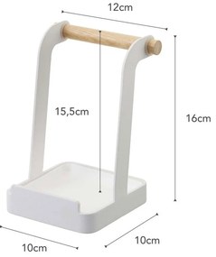 Бяла стойка за капак с детайли от букова дървесина Tosca - YAMAZAKI