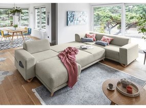 Бежов разтегателен/с място за съхранение ъглов диван (десен ъгъл/U форма) Classy Sophie – Miuform