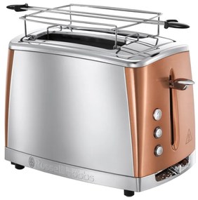 Тостер Russell Hobbs Luna 24290-56, 1550W, 2 филийки, Високо повдигане, Широки отвори, Размразяване, Бронз/Инокс