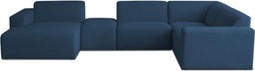 Тъмносин ъглов диван от букле ("U" форма) Roxy – Scandic
