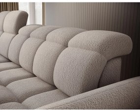 Бежов сгъваем/с място за съхранение ъглов диван от прежда с примки от букле (ляв ъгъл) Beneth – ELTAP