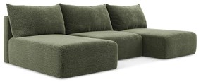 Зелен разтегателен ъглов диван с място за съхранение Kalena – Makamii