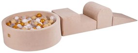 Кремаво кадифено игрище от пяна 4 бр. височина 30 cm 225x90 cm Montessori – Meowbaby