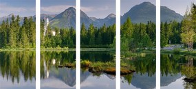 картини от 5 части – Великолепна панорама на планини при езеро
