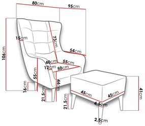 Armchair Estjano with footrest