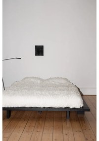 Черно двойно легло от борова дървесина с решетка 180x200 cm Japan - Karup Design