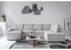 Бял разтегателен ъглов диван от рипсено кадифе (десен ъгъл/"U" форма) Brave Dave – Miuform