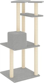 Котешко дърво със сизалени стълбове, светлосиво, 123 см