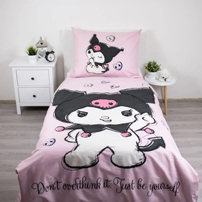 Розово единично памучно детско спално бельо 140x200 cm Hello Kitty "Kuromi" – Jerry Fabrics