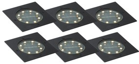 Комплект от 6 черни квадратни наземни прожектора с LED IP65 соларно захранване - Тери