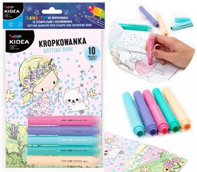 Kidea - Комплект маркери за рисуване на точки с печати и книжка за оцветяване Фея 97333