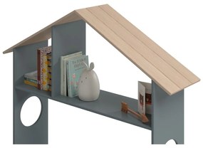 Къща детско легло 90x190 cm от декор от бор с място за съхранение с включена подматрачна рамка в естествен цвят/сиво-зелено Odessa – Marckeric