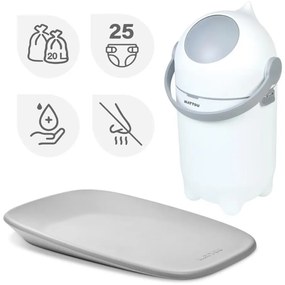 Nattou - Кош за пелени и постелка за преповиване SOFTY 50x70 см бял/сив