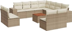 3257836 vidaXL Градински диван с възглавници, 12 части, бежов полиратан