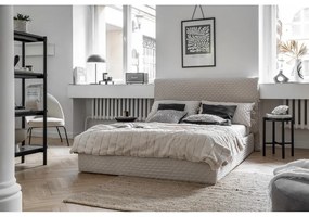 Бежово тапицирано двойно легло и решетка 140x200 cm Sleepy Luna - Miuform