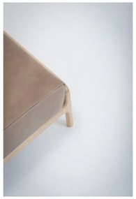 Светлокафява табуретка от биволска кожа с масивна дъбова конструкция Fawn - Gazzda