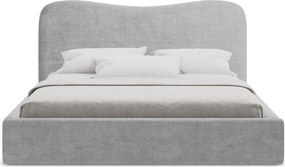 Светлосиво двойно легло 180x200 cm тапицирано с място за съхранение с включена подматрачна рамка Kahai – Makamii