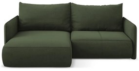Зелен разтегателен ъглов диван с място за съхранение (ляв ъгъл) Nanea – Makamii