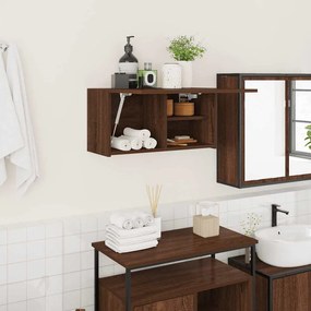 860064 vidaXL Стенен шкаф за баня, кафяв дъб, 60x25x30 см, инженерно дърво