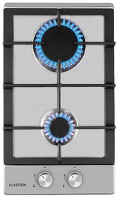 Klarstein Ignito Domino, газов котлон, 2 горелки Sabaf, неръждаема стомана, сребърен