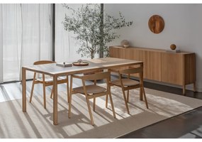 Трапезен стол от масивна дъбова дървесина със синьо-сива седалка Muna - Gazzda